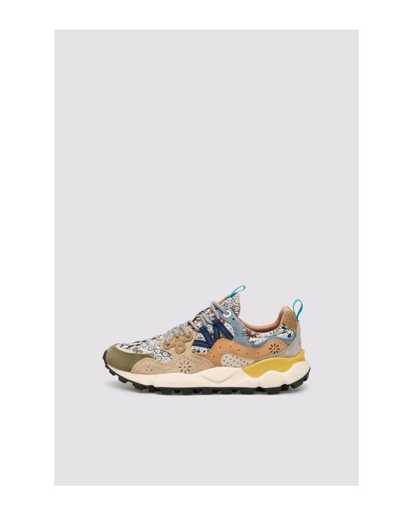 YAMANO 3 WOMAN SUEDE/JACQUARD FLOWERS PRINT